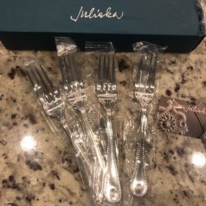 Juliska Berry and Thread Flatware / Silverware Bright Satin Salad Fork (4 count)